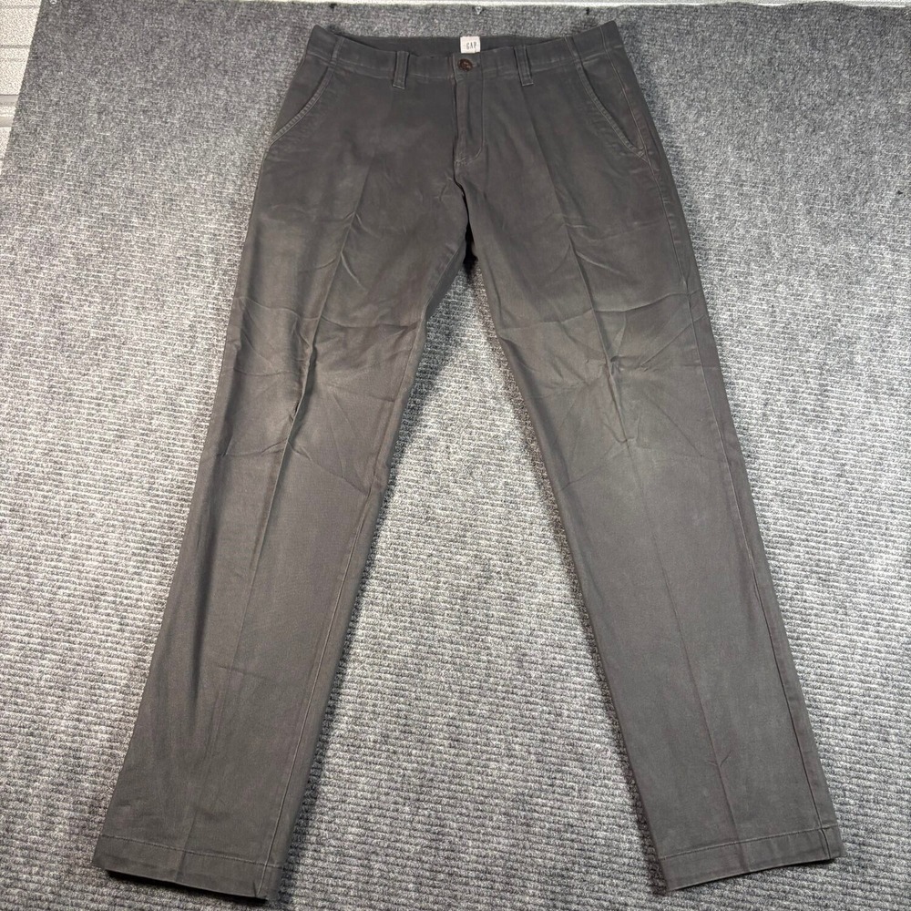 GAP Chino Pants Mens 32x32 Dark Gray Excellent Slim Fit Casual Workwear Trousers